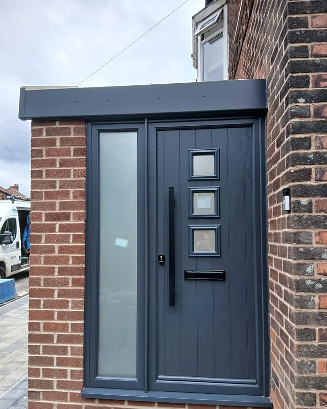 Brick porch with an anthracite composite door
