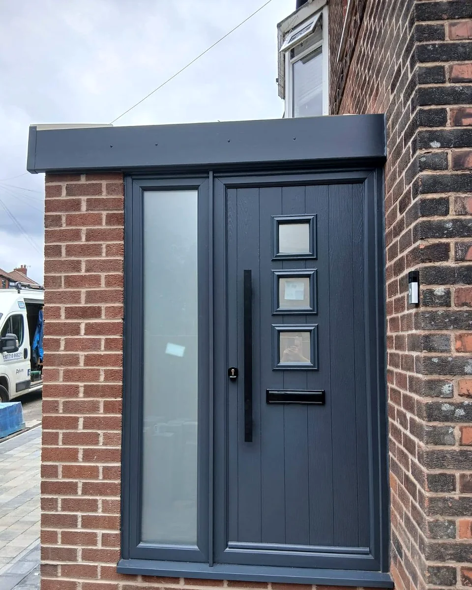 Brick porch with an anthracite composite door